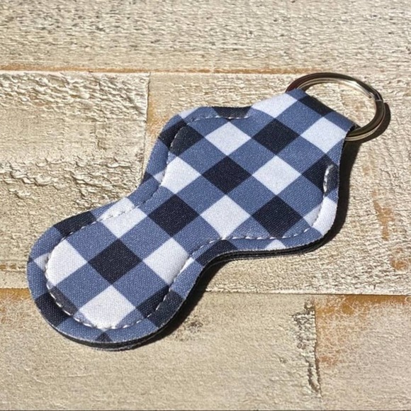 5 for $25 Lip Balm Holder Keychains Lipstick Keyring Gingham - Picture 3 of 5